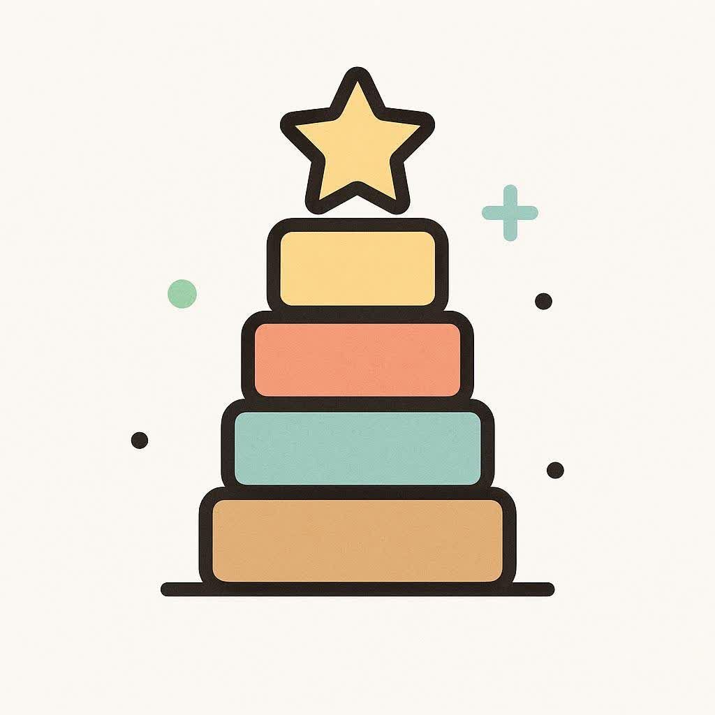 Icon of five stacked blocks with a star on top, representing achieving a goal in small steps.