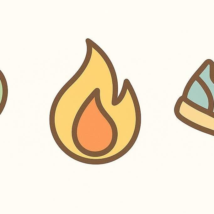 Simple icons of a heart, a flame, and a running shoe, symbolizing health, fat loss, and treadmill workouts.