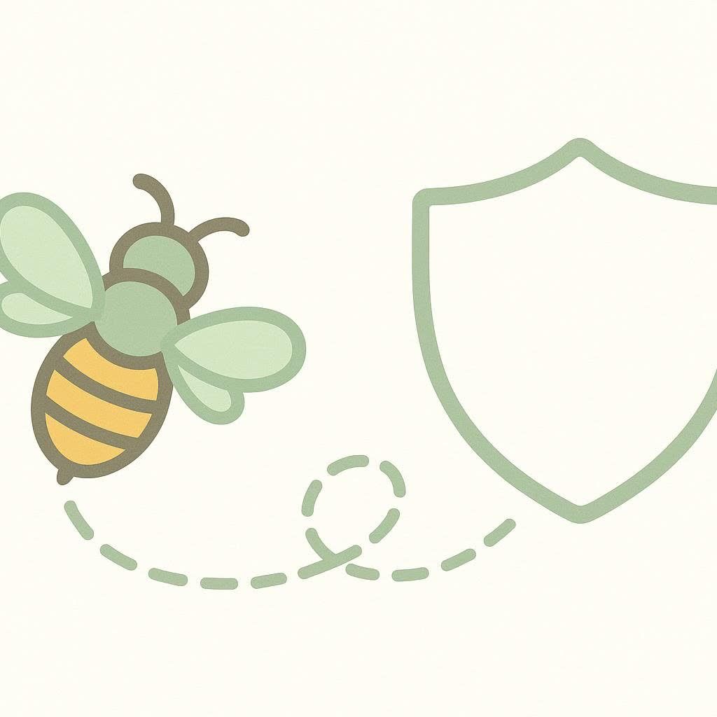 An illustration of a honeybee creating a shield, symbolizing the protective qualities of propolis.