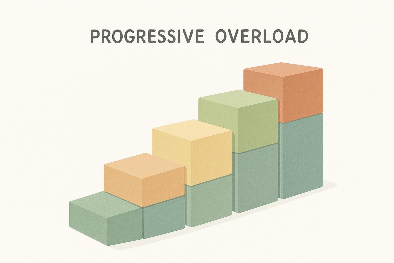 Stacked blocks getting progressively larger, symbolizing the principle of progressive overload in workouts.