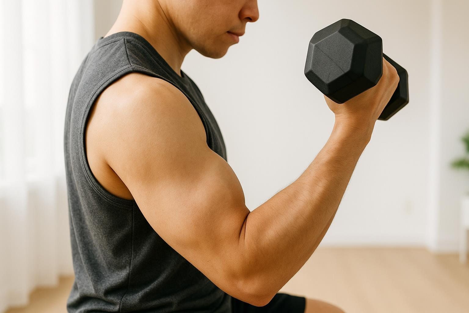 Person effectively strength training with a dumbbell, symbolizing lean mass retention.