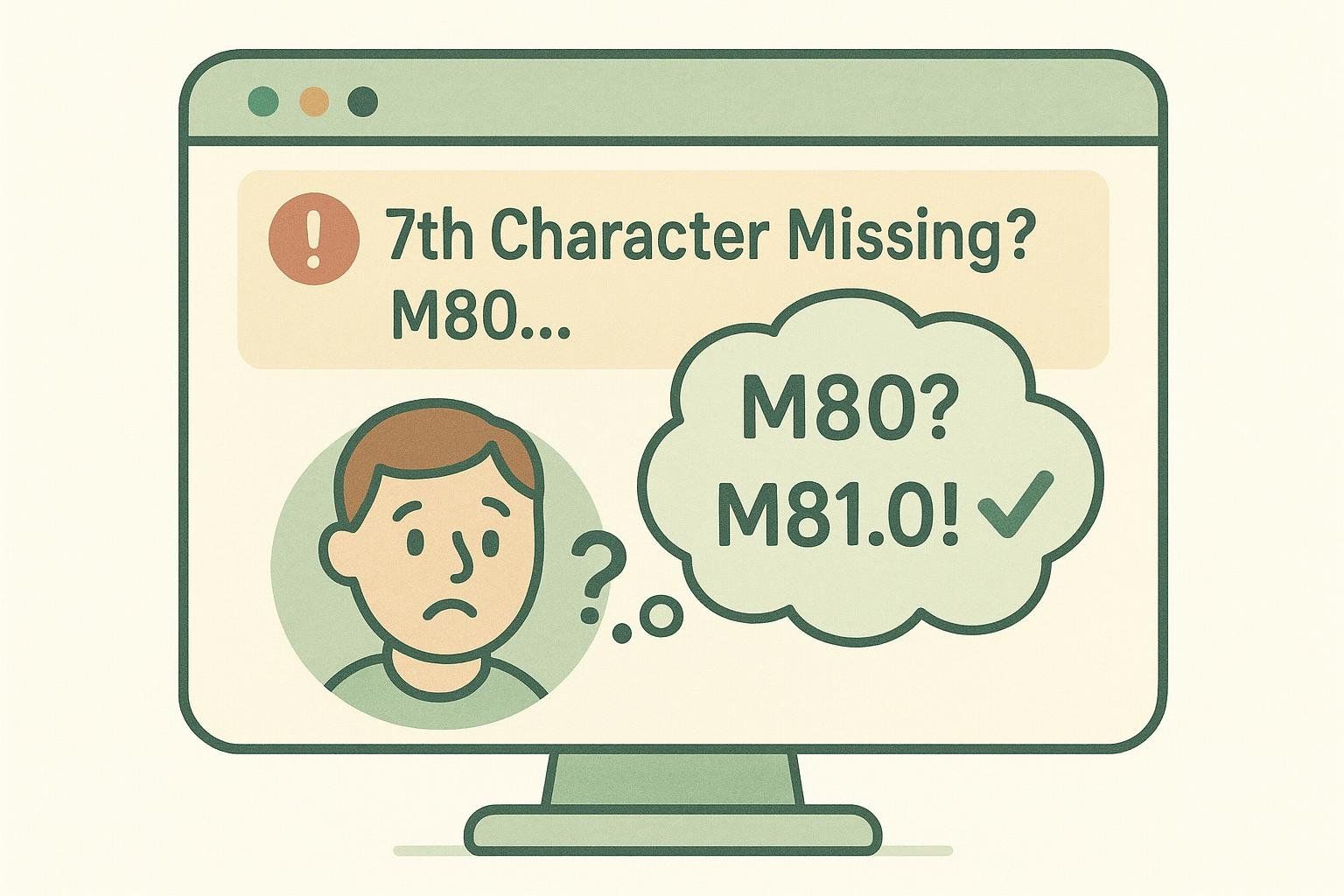 Illustration explaining how an EHR flag for a missing 7th character can be resolved by choosing M81 for no fracture.