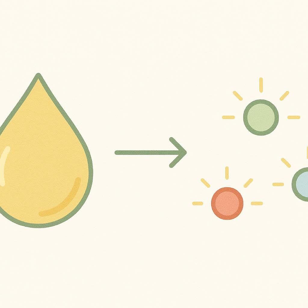 A minimalist icon showing a fat cell converting into ketones, symbolizing the process of ketosis.
