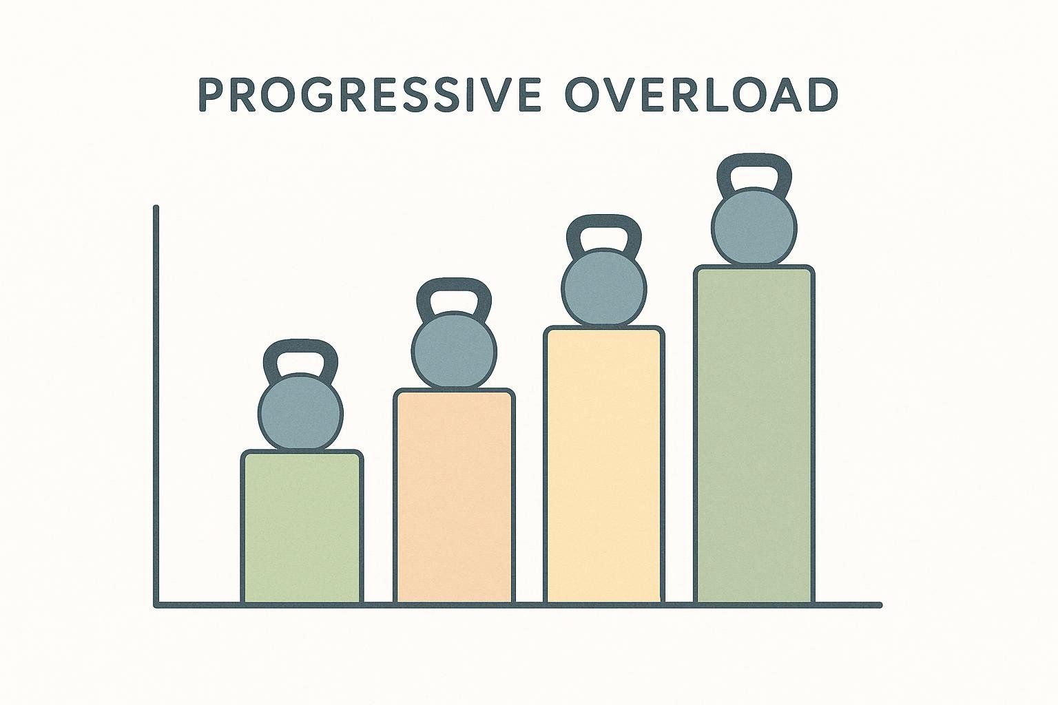A bar chart with increasing bar heights, illustrating the principle of progressive overload in training.