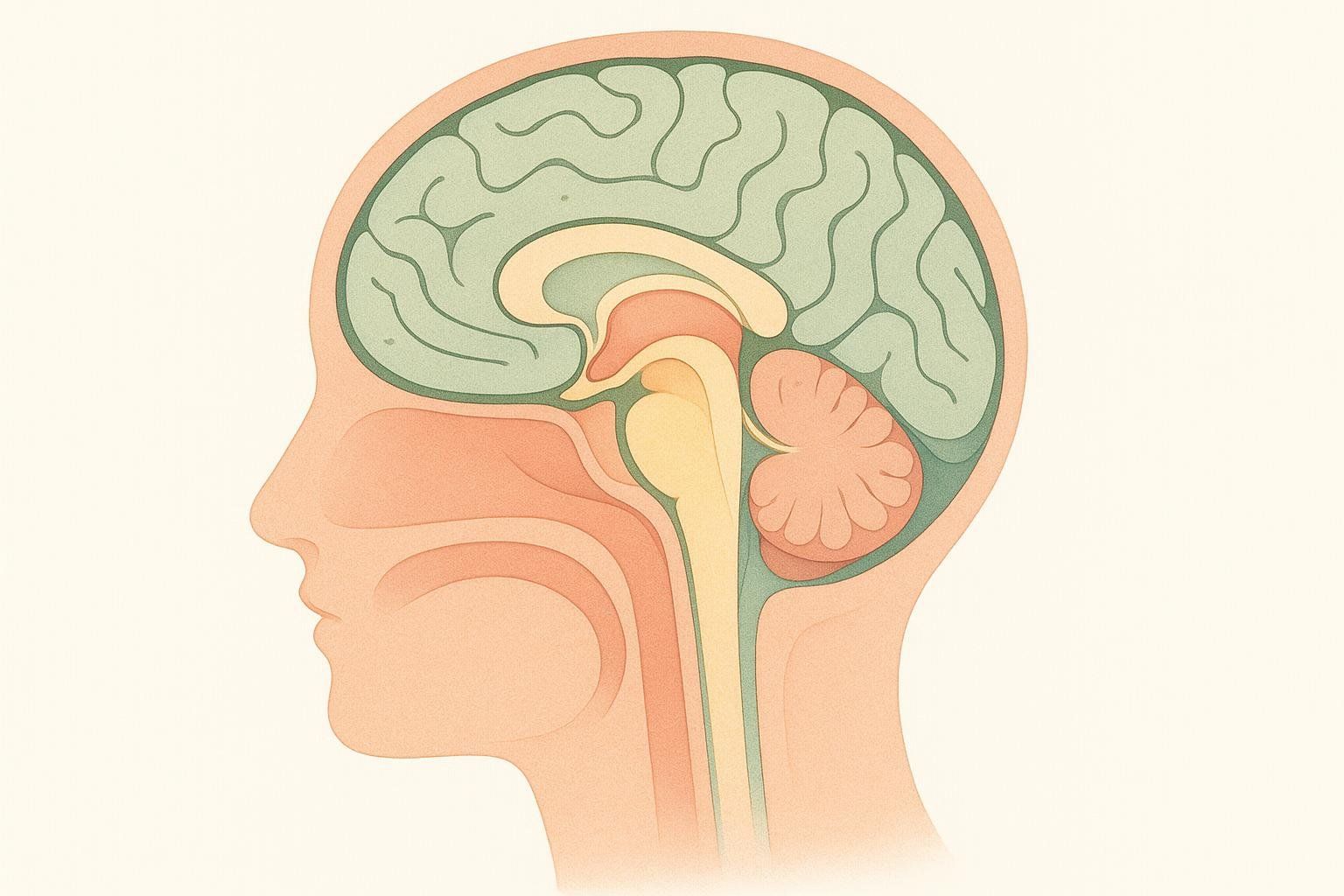 Abstract layered illustration in a profile view highlighting the detailed layers within a human brain, symbolizing the capabilities of MRI in soft tissue imaging.