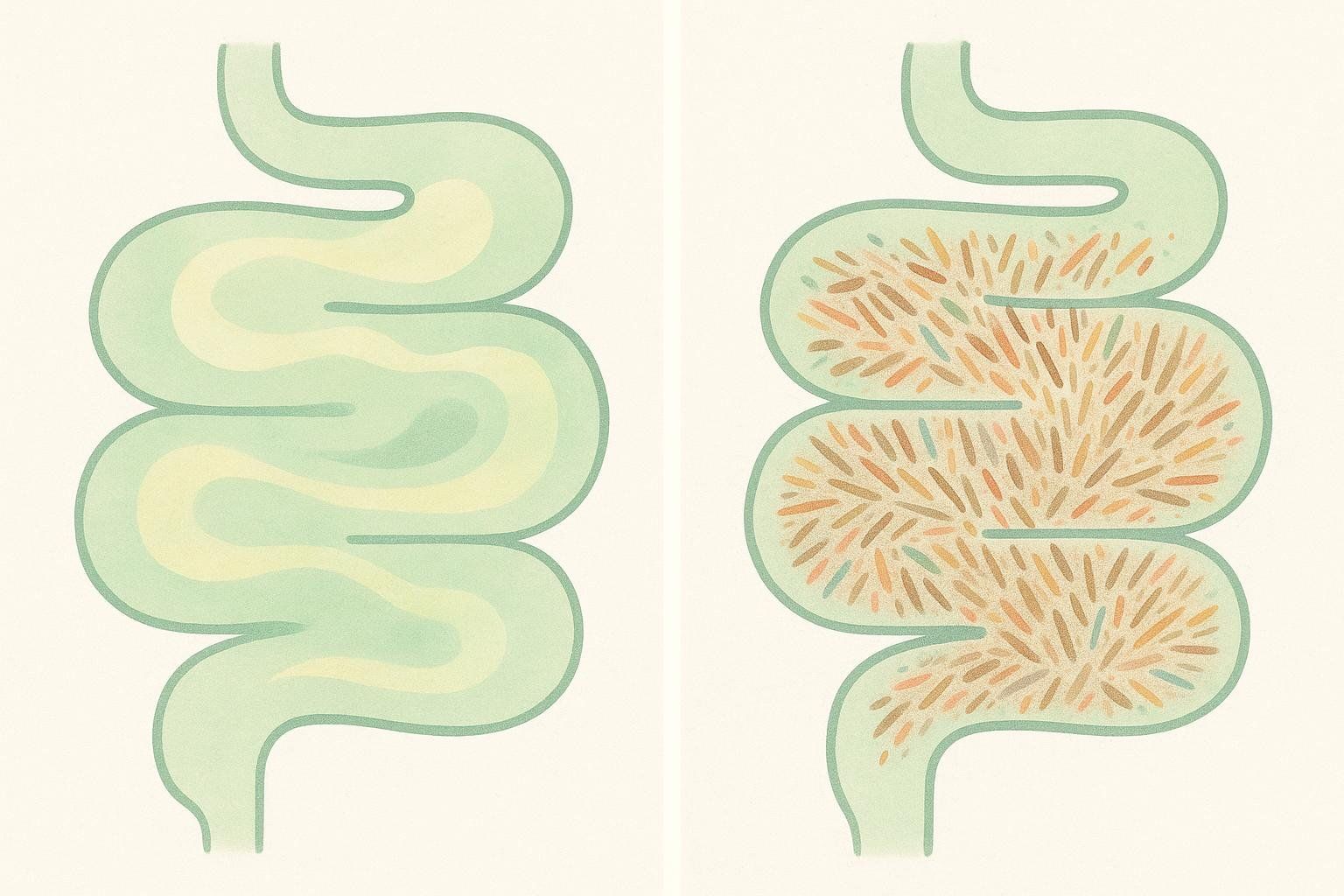 An abstract illustration visually comparing soluble fiber (smooth and gel-like) with insoluble fiber (rough and fibrous).