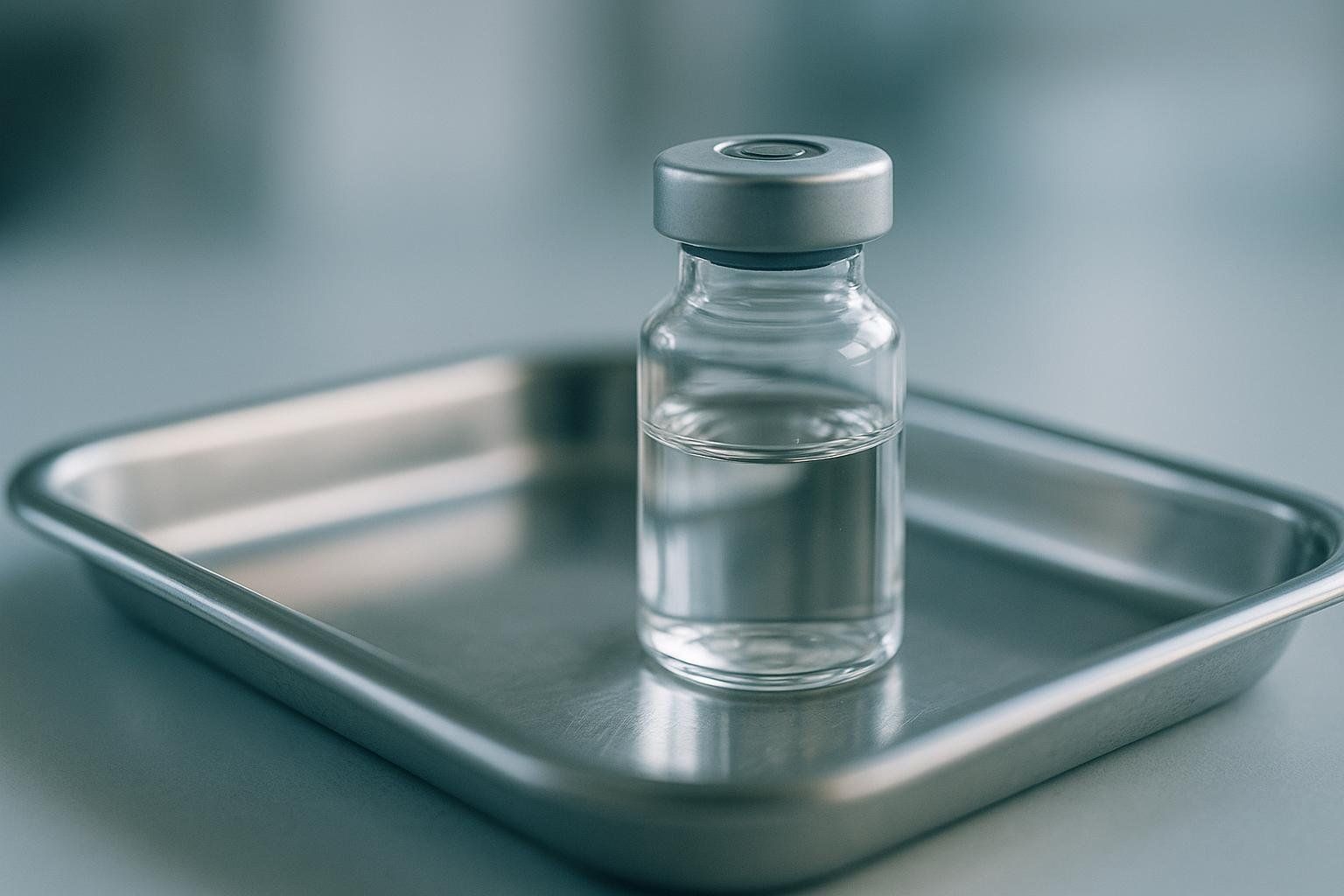 Glass vial on a medical tray representing unapproved substances