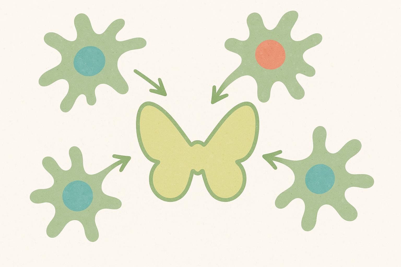 An abstract illustration showing immune cells incorrectly targeting the thyroid gland, representing autoimmune diseases like Graves' and Hashimoto's.