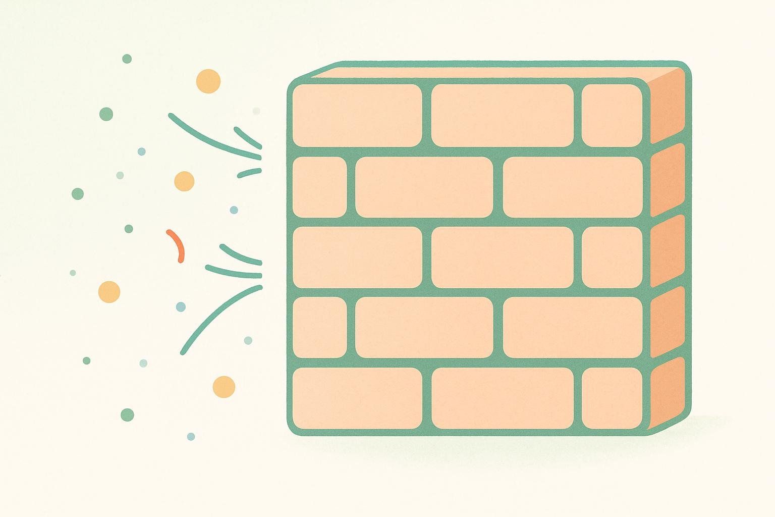 An illustration of a brick wall symbolizing the skin's protective barrier preventing substances from entering.