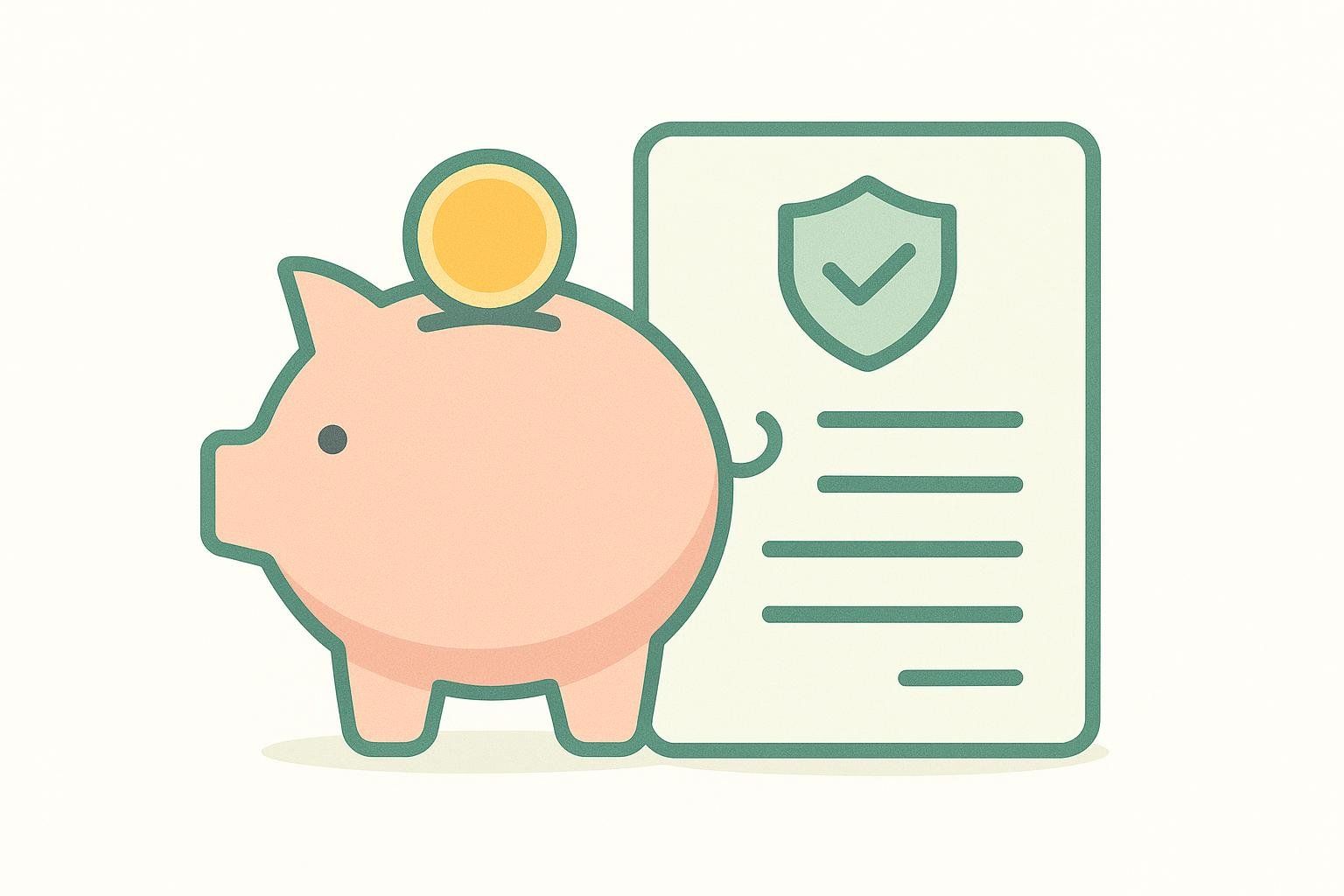 Illustration of a piggy bank and receipt document for cost planning
