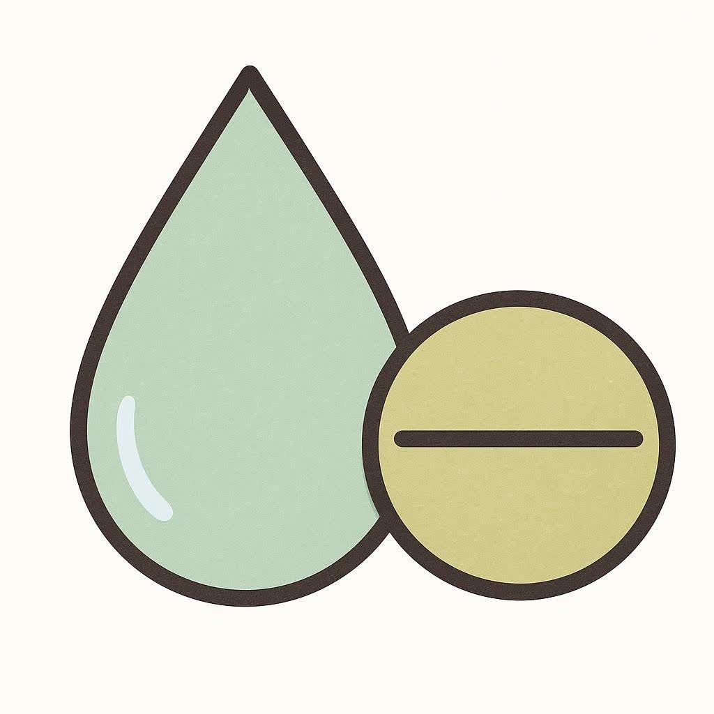 Icon showing a liquid droplet next to a tablet pill