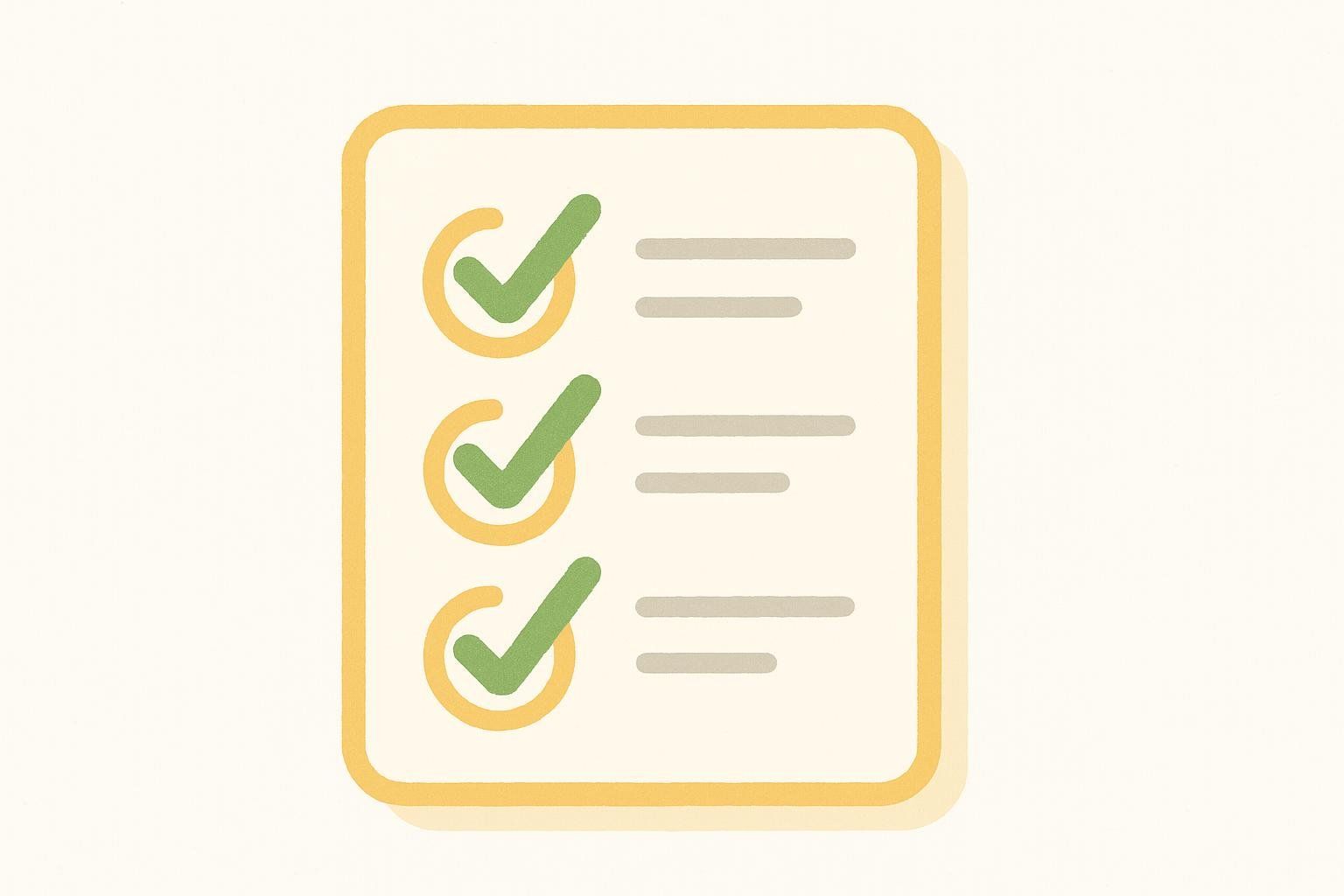 Icon representing a self-assessment quiz or checklist with three items checked off.