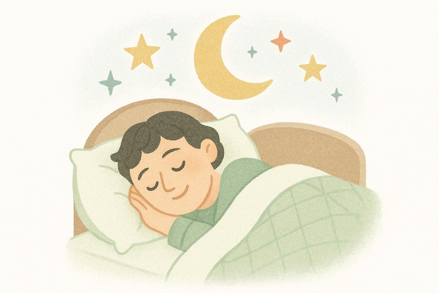 Illustration of a person sleeping peacefully, symbolizing the importance of rest for health.