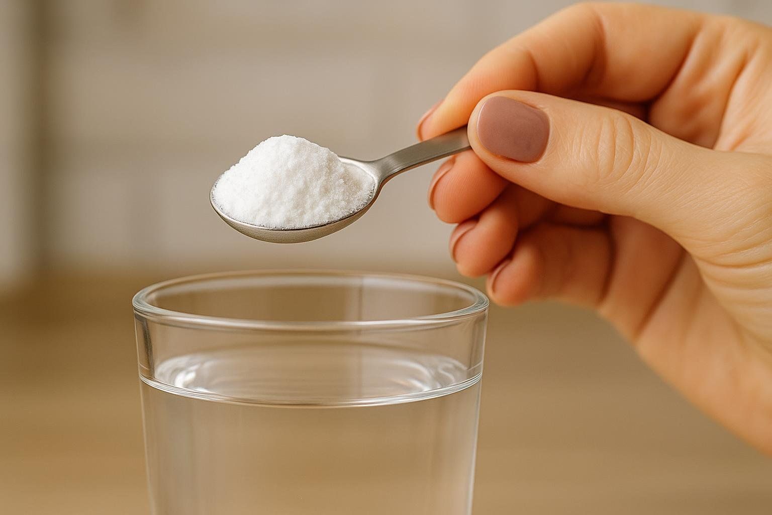 A close-up shot of a spoonful of creatine powder, illustrating supplementation for female athletes.