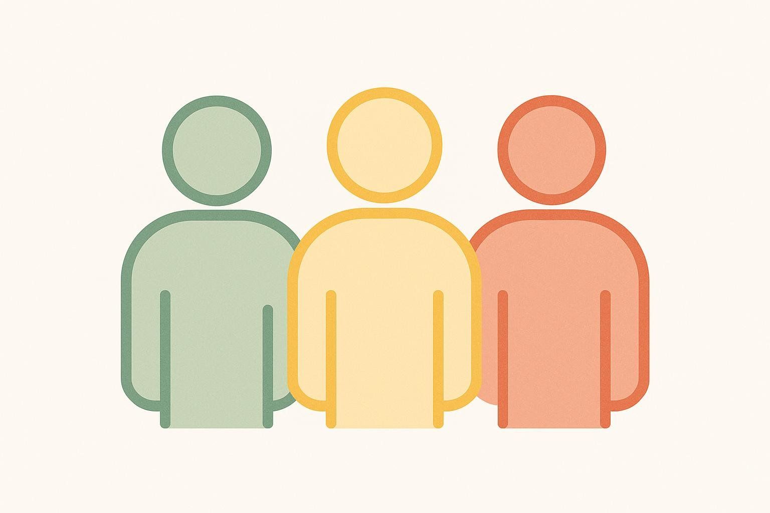 An illustration of three abstract human silhouettes standing as a group, representing the availability of group rates for wellness events.