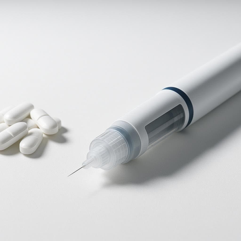 Close-up of a medical injection pen