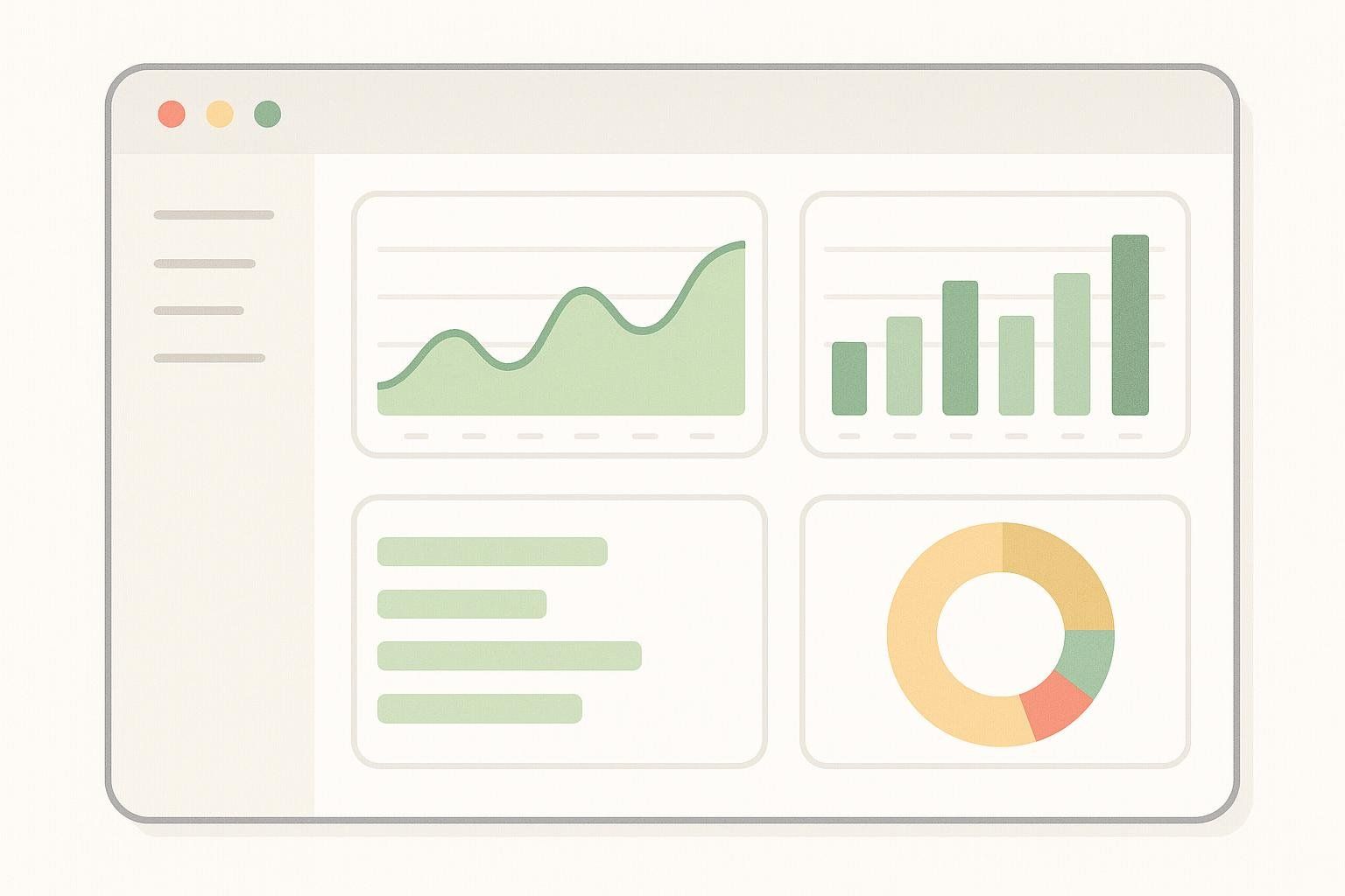 Illustration of a clean, modern dashboard with abstract health data charts interface.