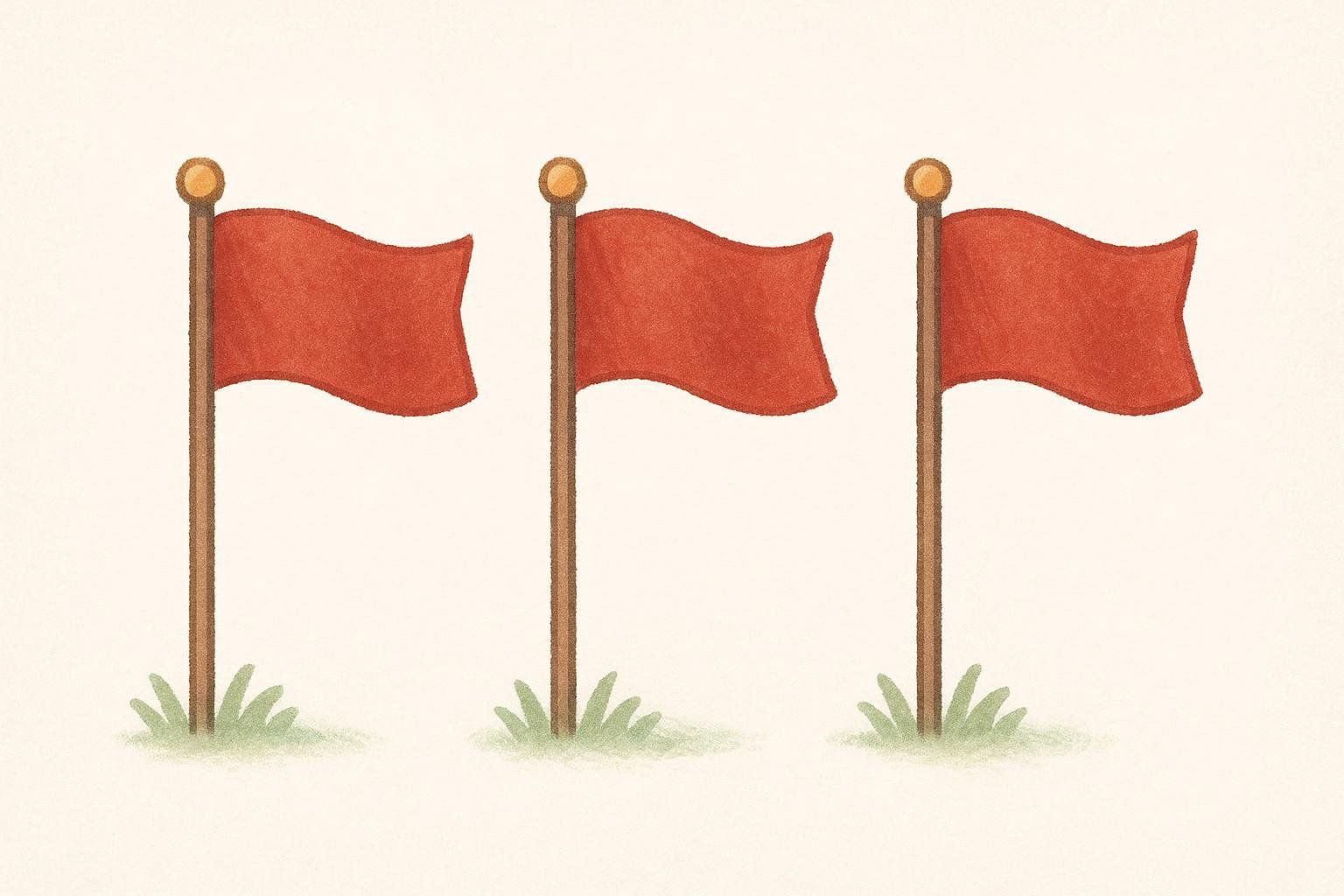 Illustration of three red flags indicating danger