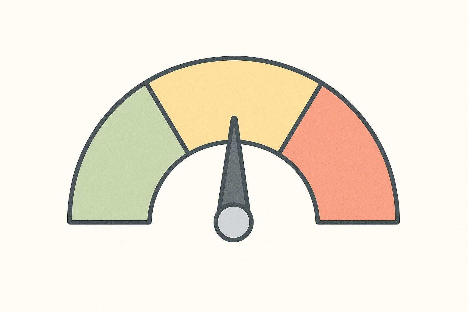 An illustration of a risk meter with three zones: green on the left for low risk, yellow in the middle for elevated risk, and red on the right for high risk. A needle points towards the yellow (elevated risk) zone.
