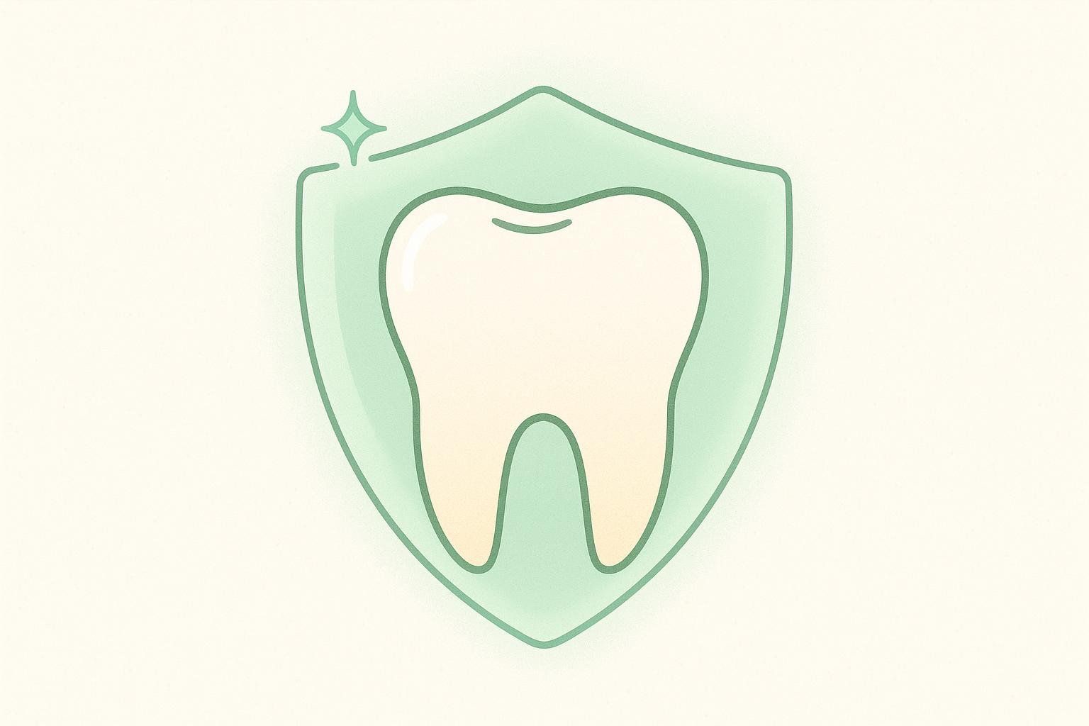 Illustration of a tooth being protected by a shield, symbolizing the need to protect enamel from ACV.