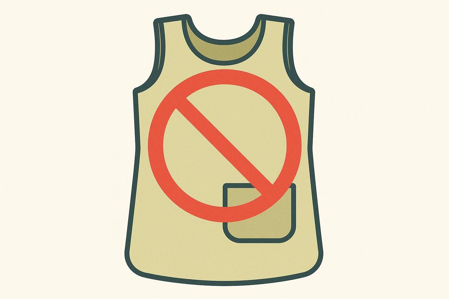 An icon of a lead apron with a red 'not recommended' symbol over it, indicating that lead aprons are not used or needed for DEXA scans.