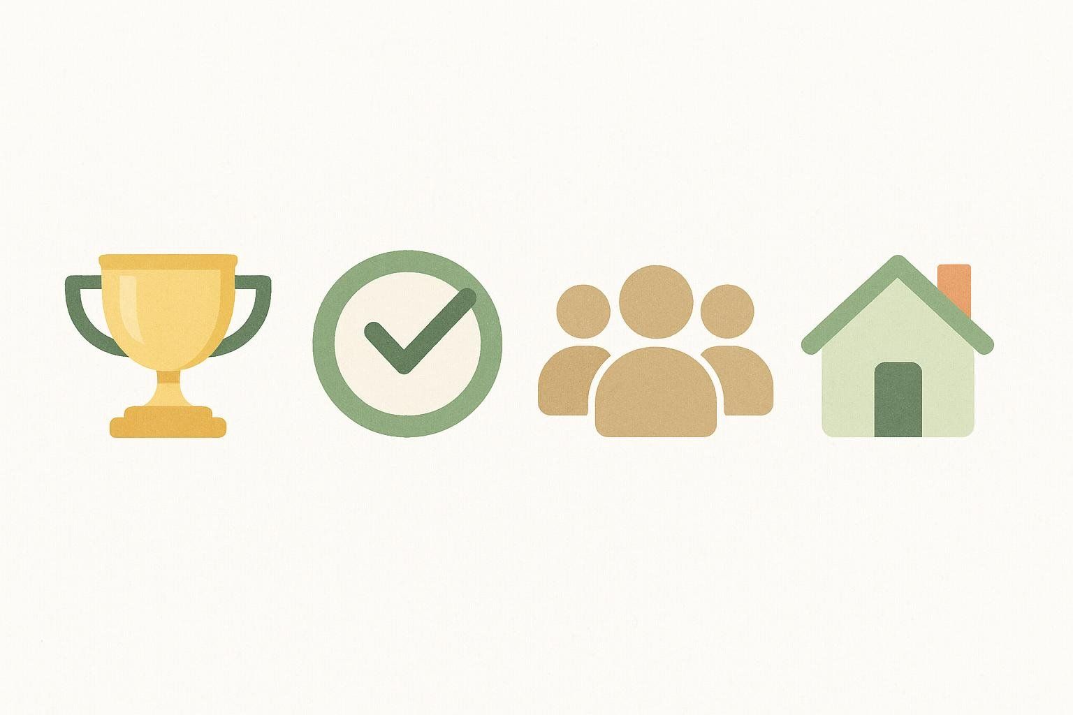 Icons representing different health tracking goals: proof, quick check-in, group use, home tracking.