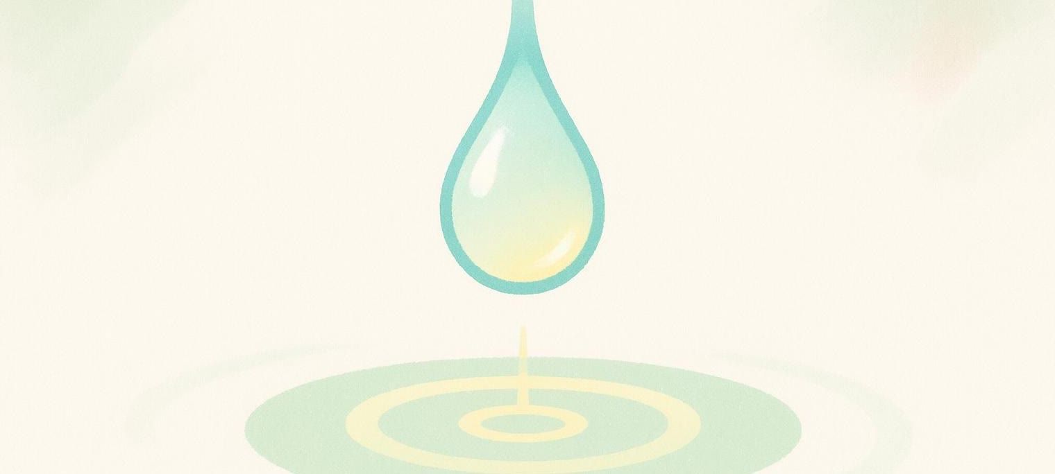 Stylized illustration of a single glowing droplet moving towards a target, symbolizing precise microdosing.