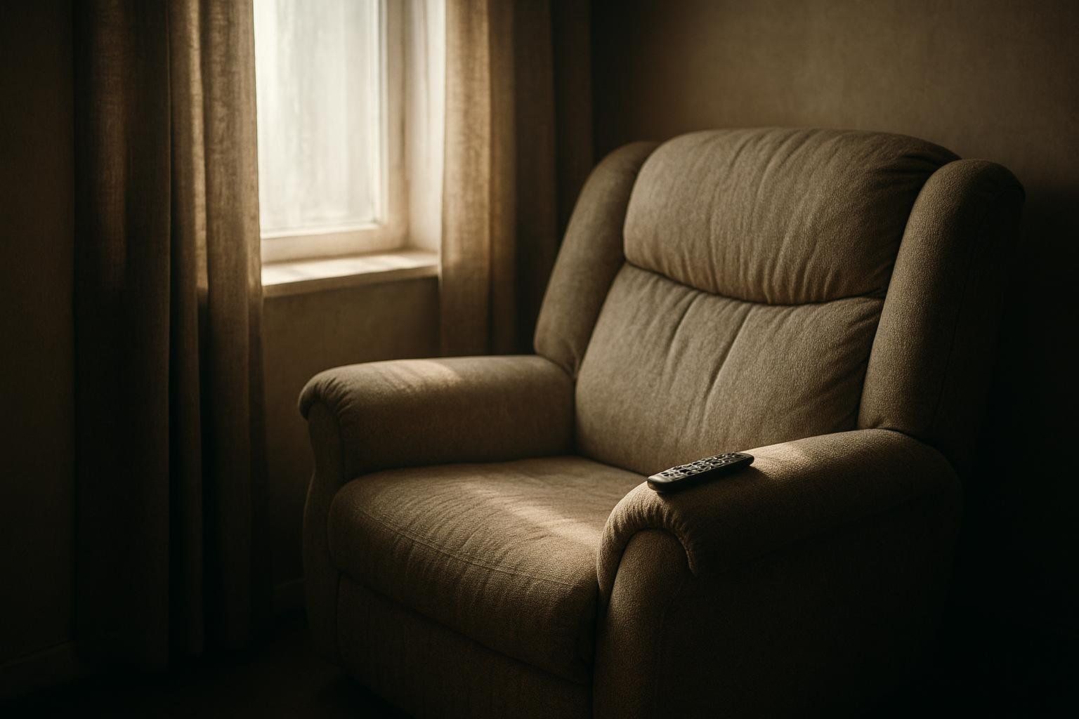 An empty armchair by a window, symbolizing the sedentary lifestyle that contributes to sarcopenia.