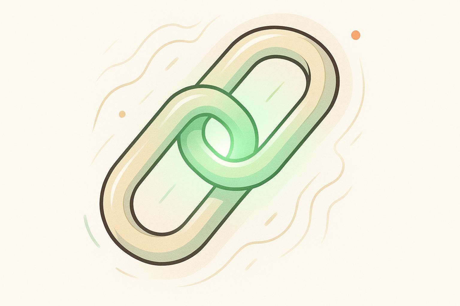 A stylized illustration of a sturdy, glowing chain link. The link is beige and green, with a bright green glow emanating from its center, symbolizing the supportive role of Type II Collagen in joint comfort.