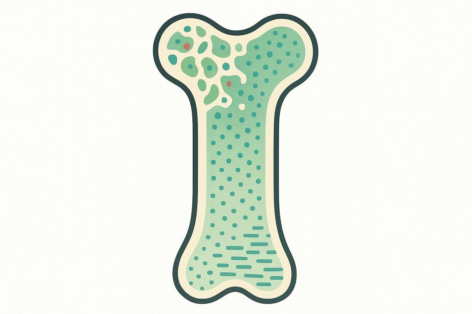 Abstract illustration of bone cross-section showing mineral density, relevant to bone density tests.