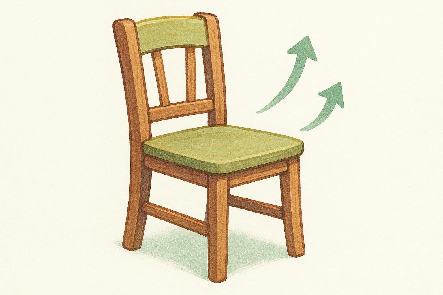 Illustration of a chair with arrows indicating sit-to-stand movement