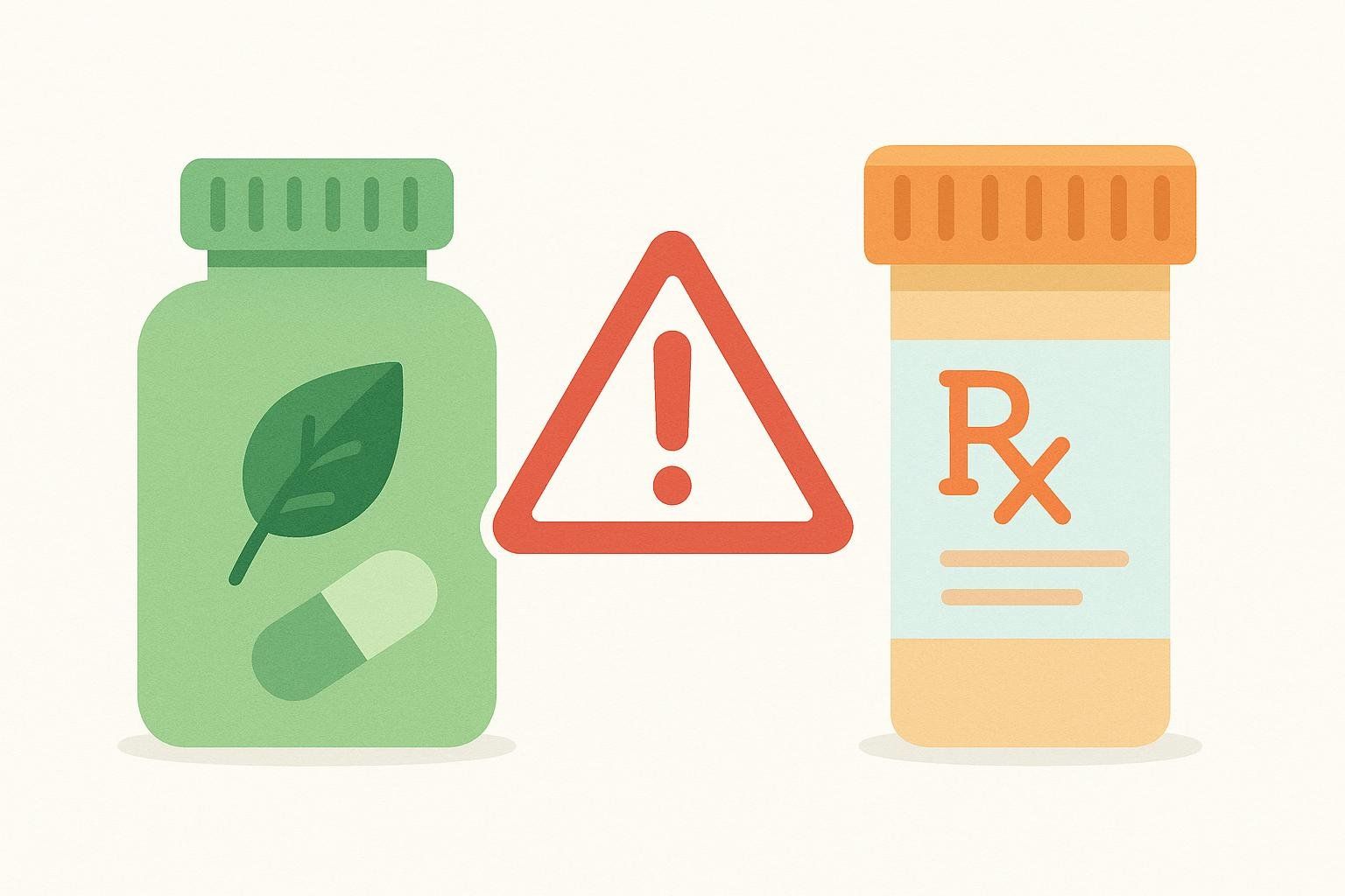 A graphic showing a warning symbol between a Vitamin K icon and a prescription medication bottle, illustrating their interaction.