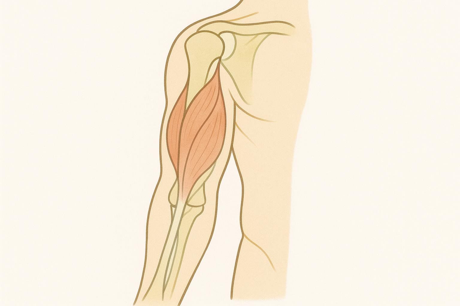 Simplified anatomical illustration of the triceps muscle showing its three heads.