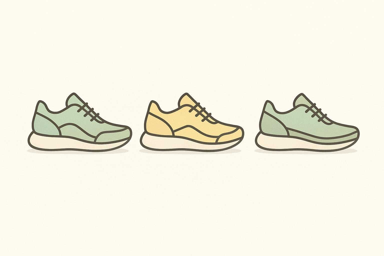Three simple running shoe icons in a row, visually representing the concept of workout frequency.