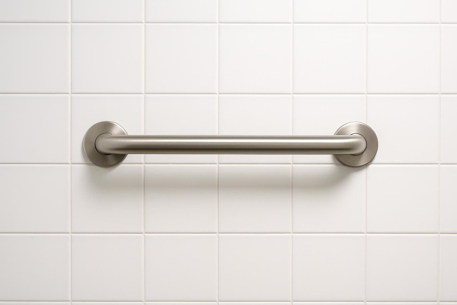 A grab bar installed in a bathroom for safety