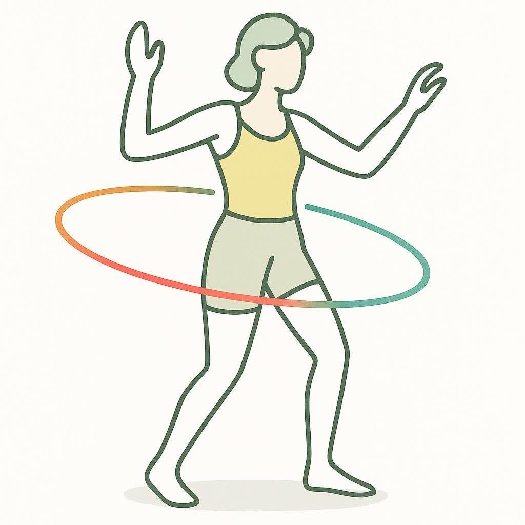 Icon representing a person using a weighted hula hoop for fitness.