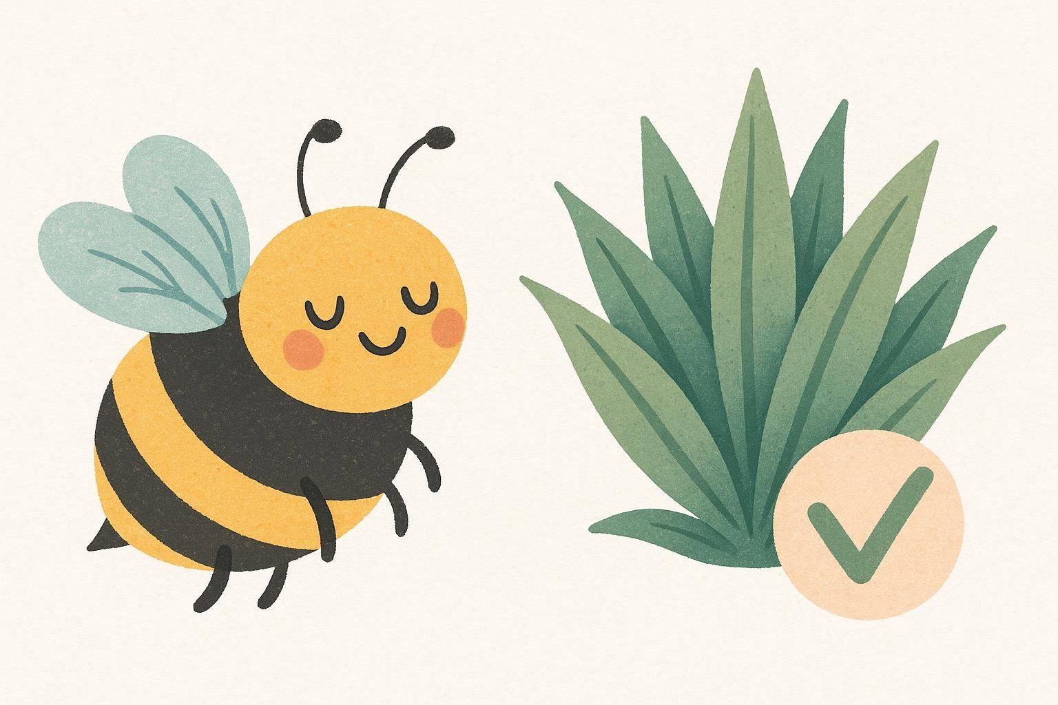 Illustration of a bee and an agave plant indicating agave is the vegan choice.