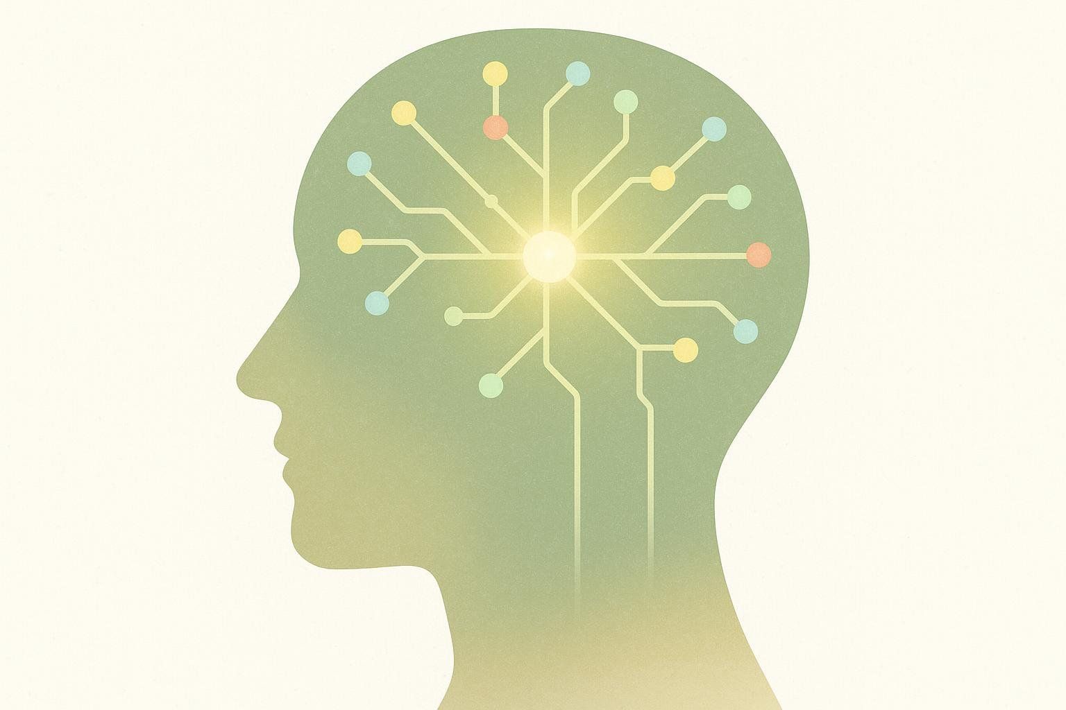 Illustration of a human head with glowing cognitive pathways, symbolizing nootropics as brain function enhancers.